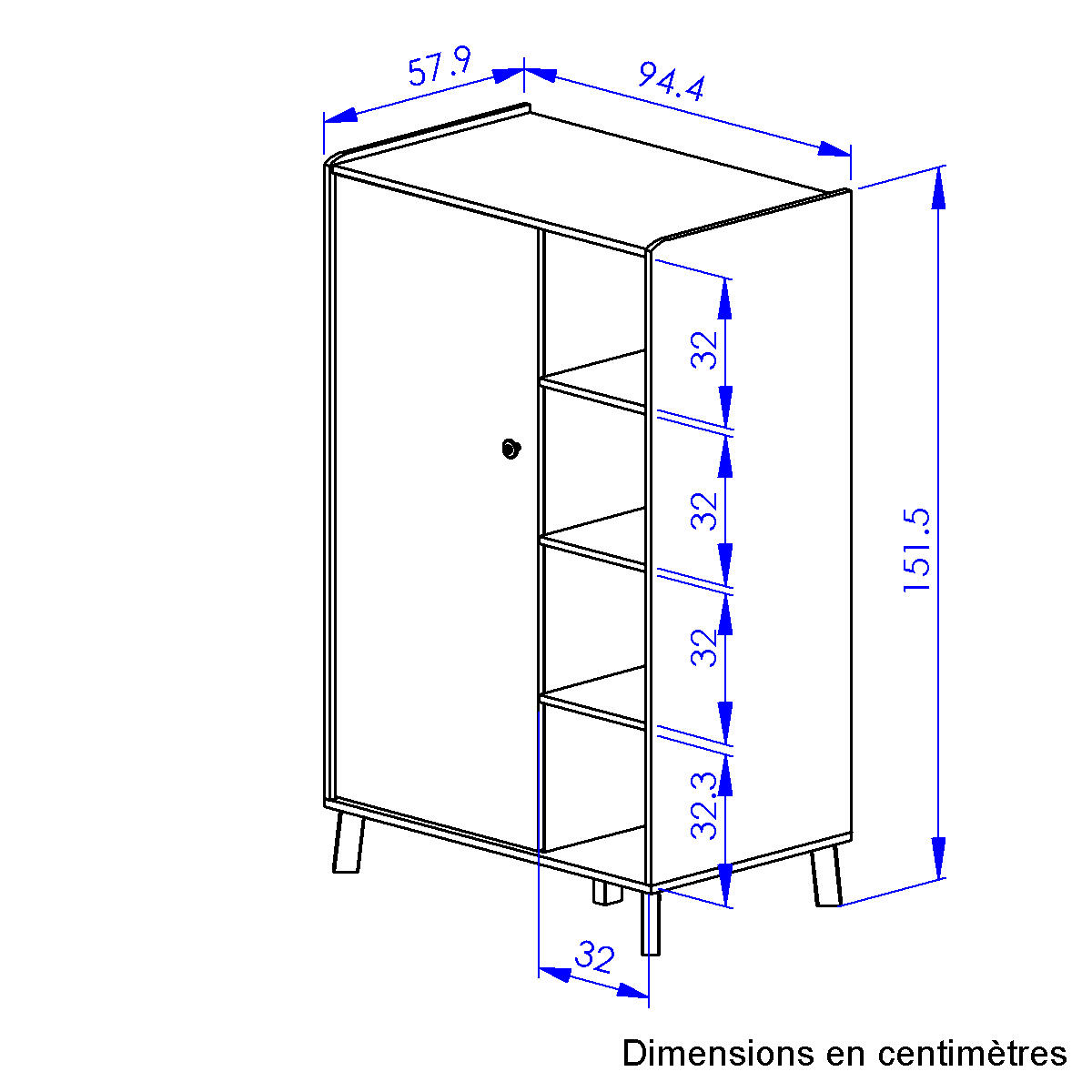 Armoire 1 porte 4 niches blanc, GALIPETTE