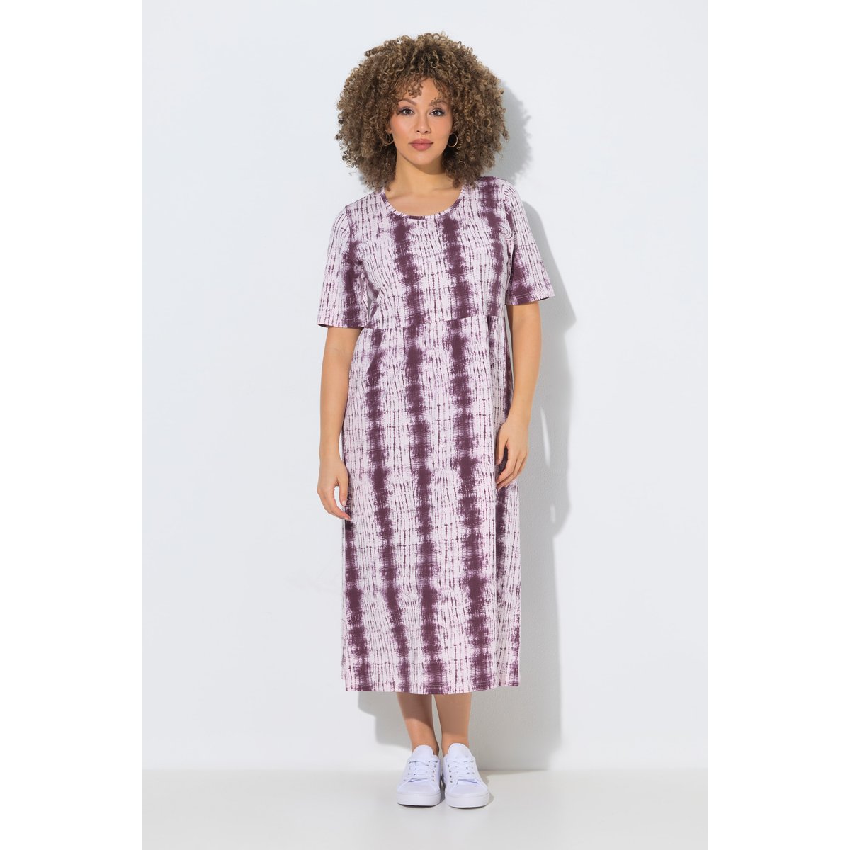 Robe midi avec rayures esprit batik brun nougat, ULLA POPKEN