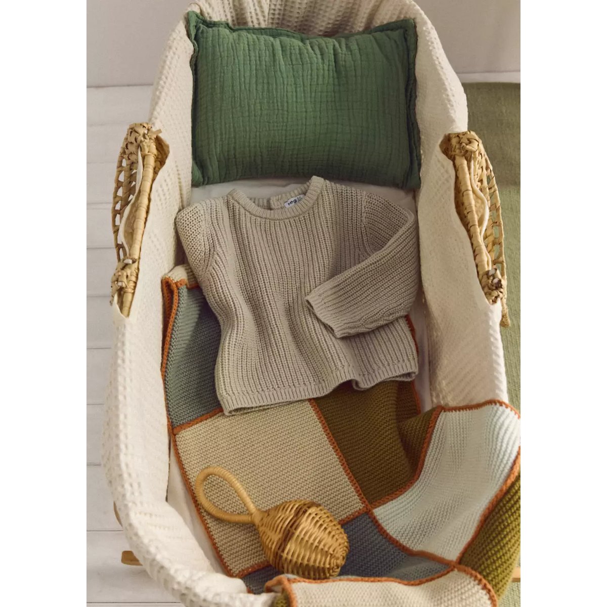 Pull en maille à boutons écru, MANGO BABY