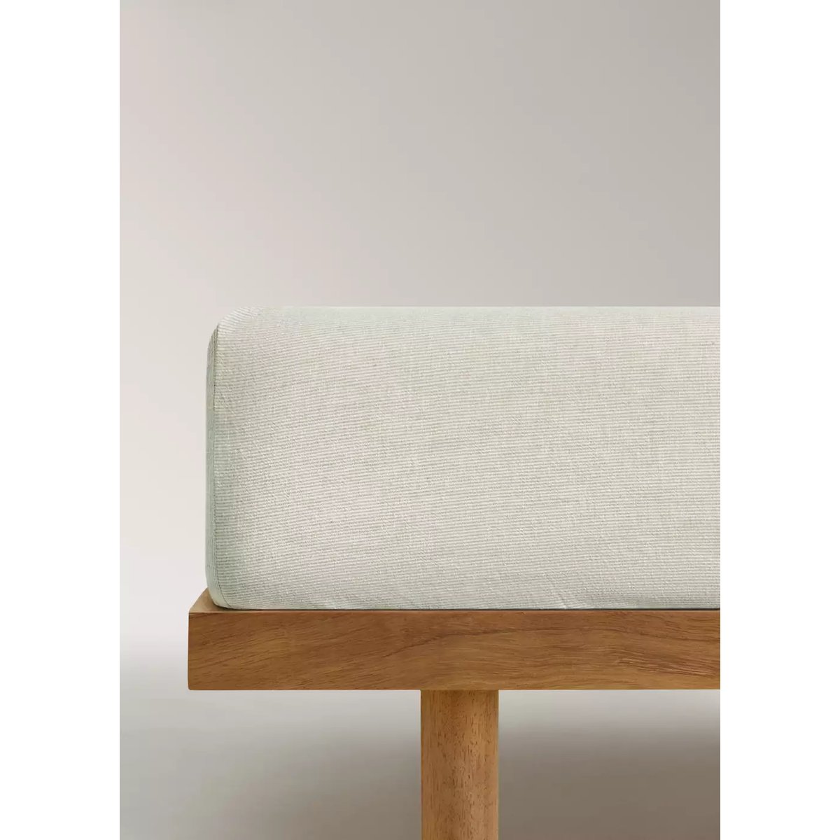 Drap-housse enfant coton lin à rayures Lit 90 cm sable, MANGO HOME