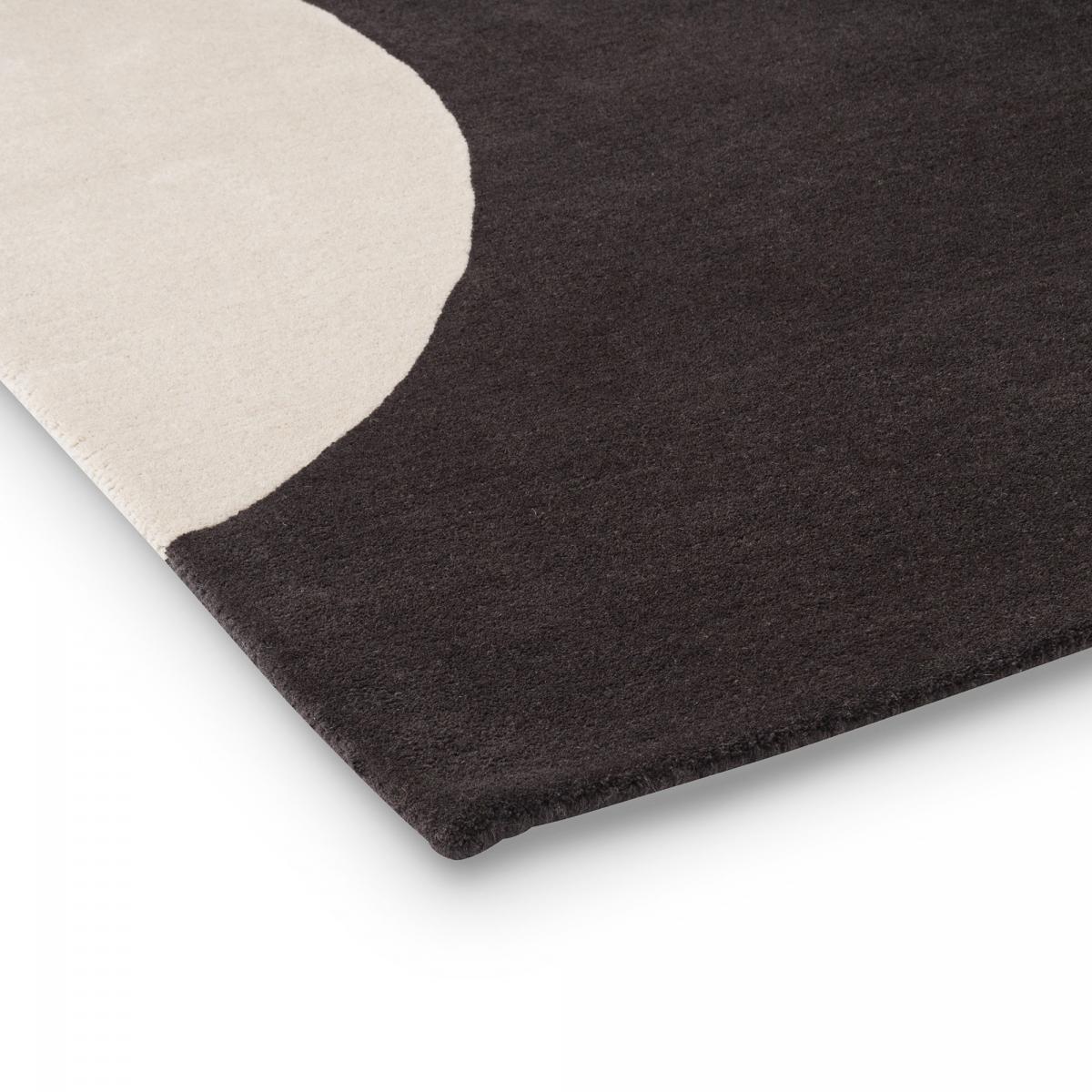 Tapis salon et chambre fait à la main en laine motif seventies GEOWER noir, gris, UN AMOUR DE TAPIS