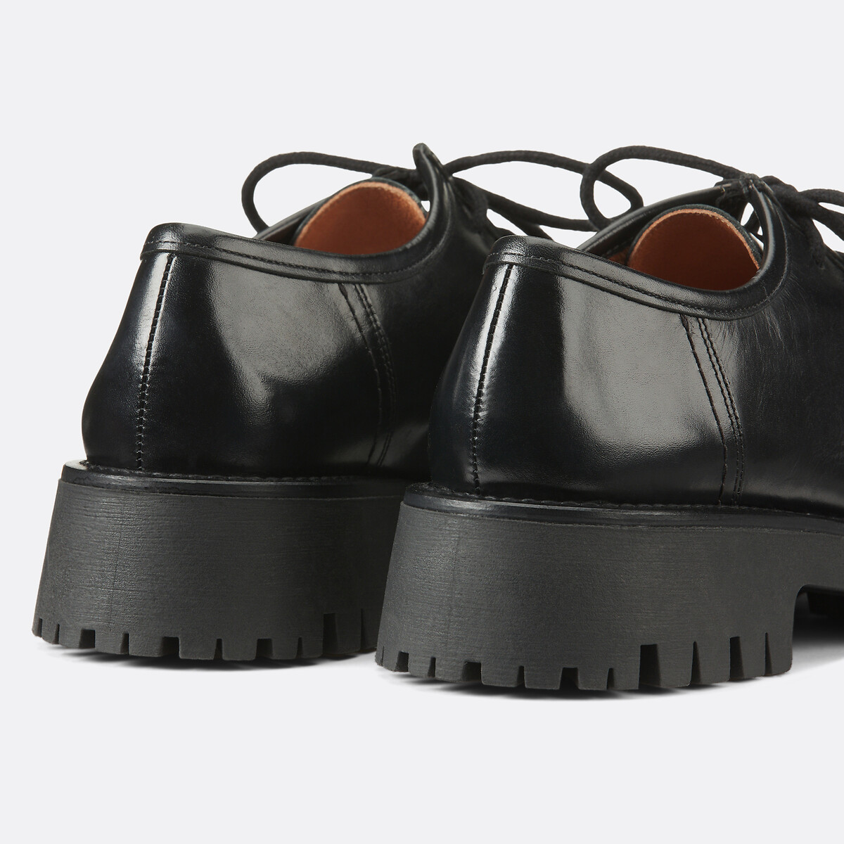 Notched Brogues in Smooth Leather black, LA REDOUTE COLLECTIONS