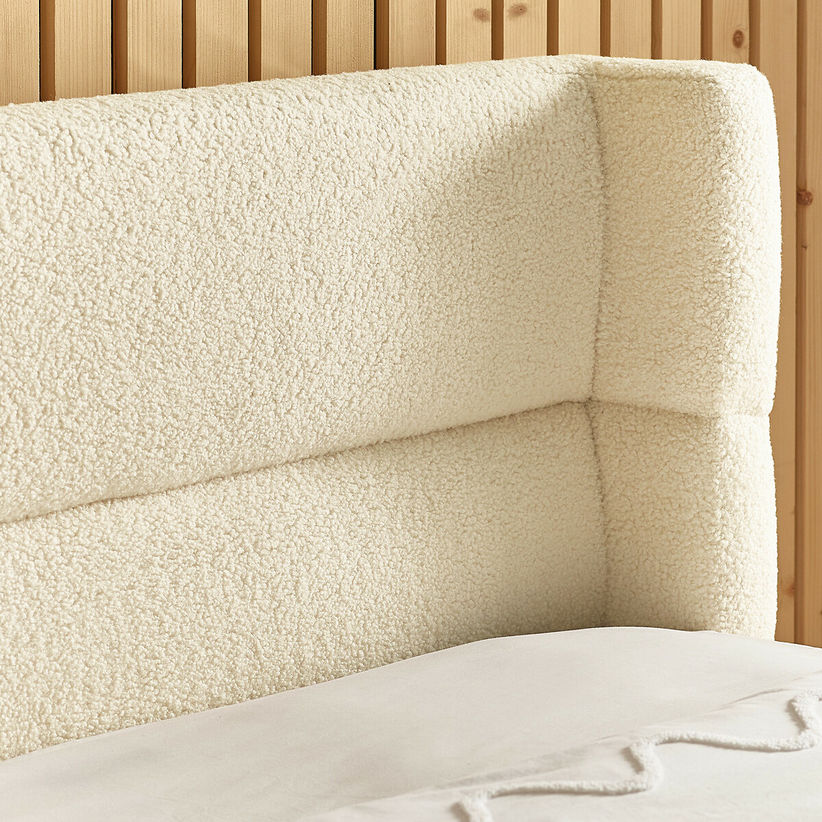 Auberon Bouclé Upholstered Bed with Winged Headboard ecru , SO'HOME
