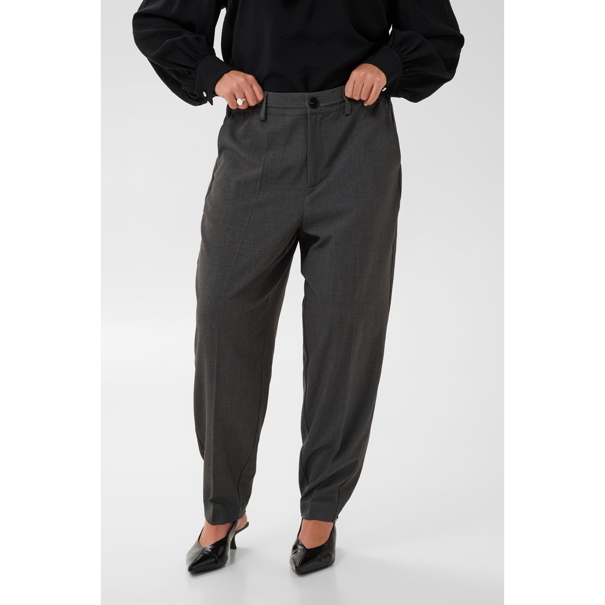 Pantalon de costume gris dark grey melange, KAFFE CURVE