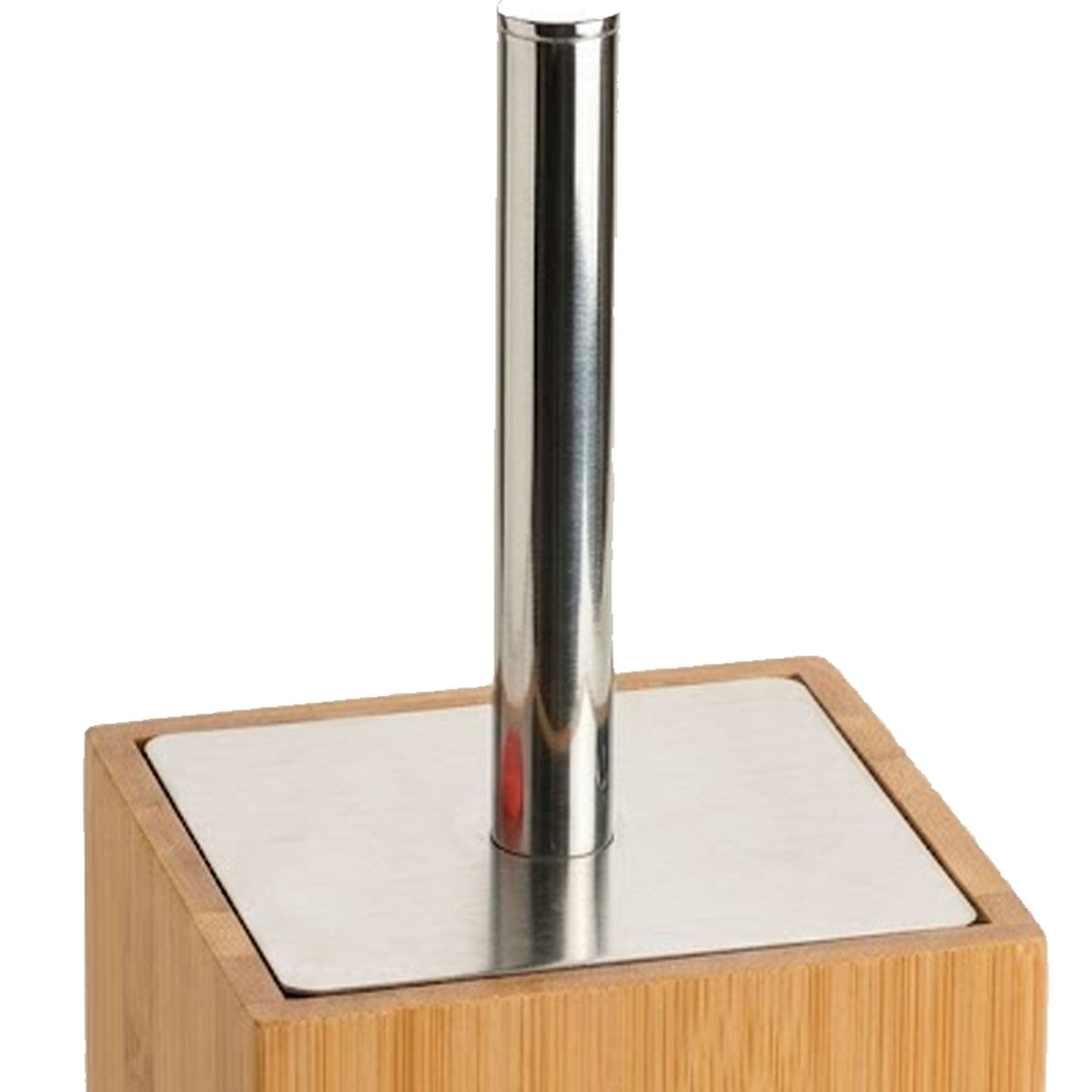 Brosse WC bambou, inox et brosse noire carrée 10x10x34cm bois, WADIGA