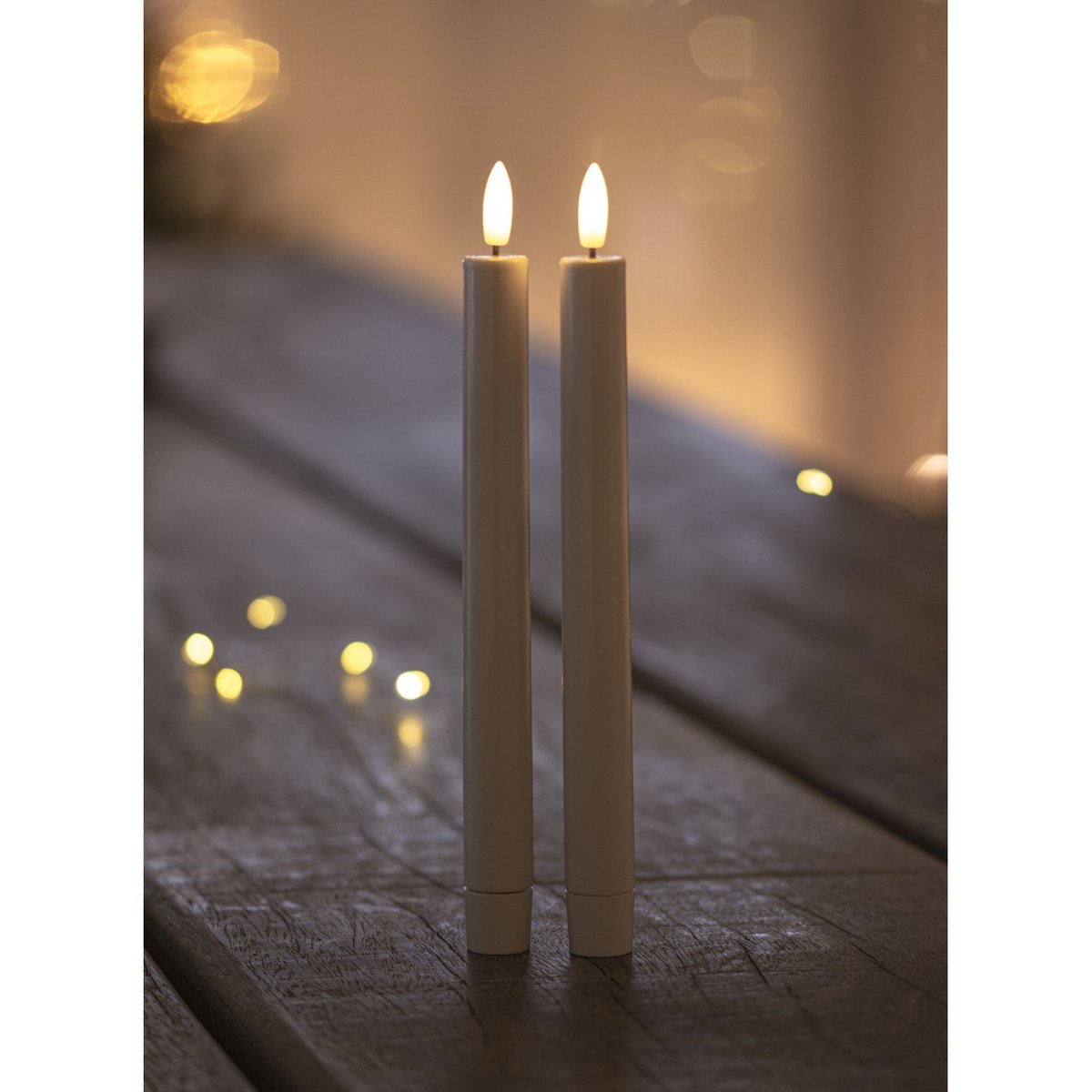 Set de 2 Bougies LED Sille 25 x 2cm à Piles blanche, SIRIUS