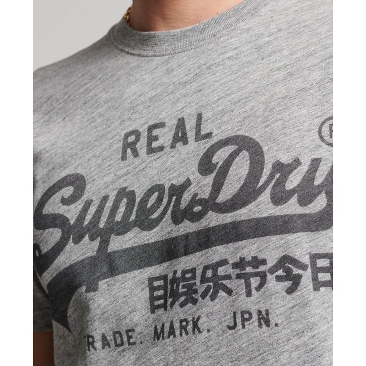 T-shirt à logo Vintage gris athlétique chiné, SUPERDRY