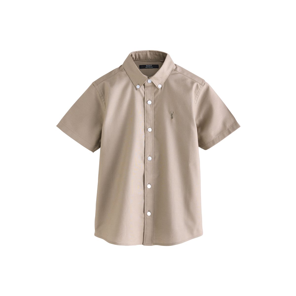 Chemise oxford en coton à manches courtes taupe, NEXT