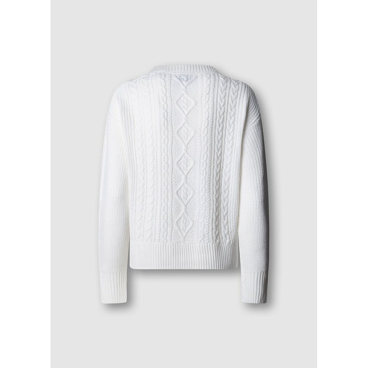Pull col rond, torsadé blanc, PEPE JEANS