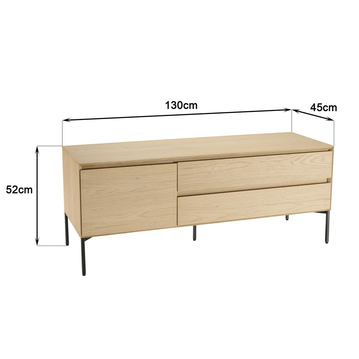 Meuble TV contemporain bois couleur naturelle 1 porte 2 tiroirs MAYENCE bois, PIER IMPORT