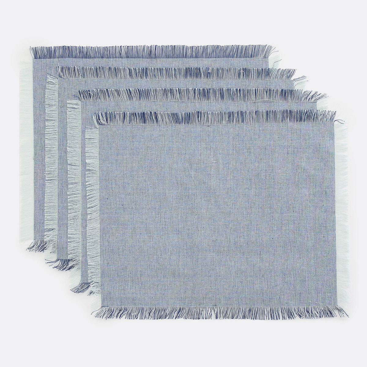 Placemats in geweven-geverfd katoen, Navao mêleeblauw, LA REDOUTE INTERIEURS