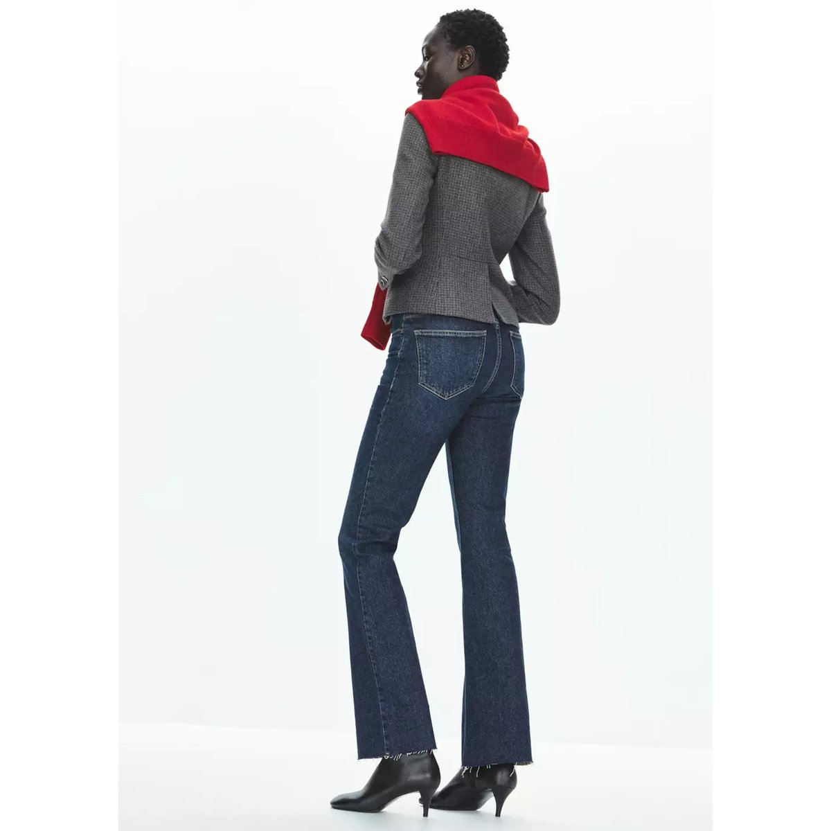 Jean flare taille haute bleu foncé, MANGO