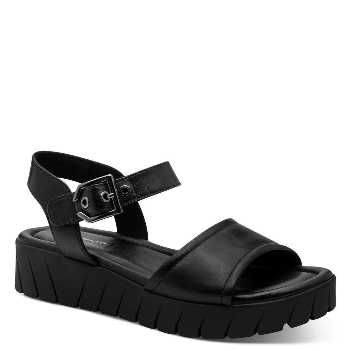 Sandale à talon en cuir noir cuir, TAMARIS