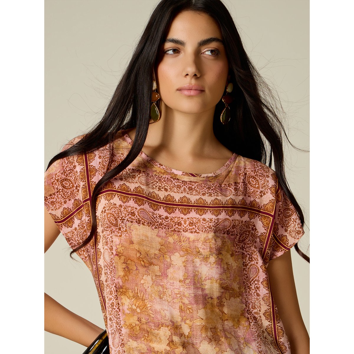 Blouse fantaisie à manches kimono orange soleil, OLTRE