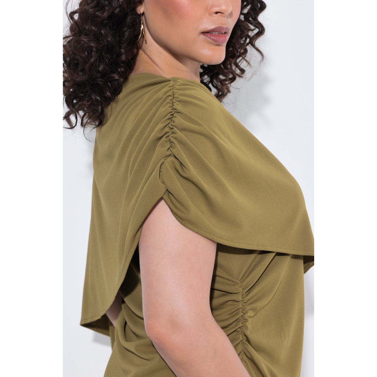 Robe longue esprit cape, décolleté rond marron, ULLA POPKEN