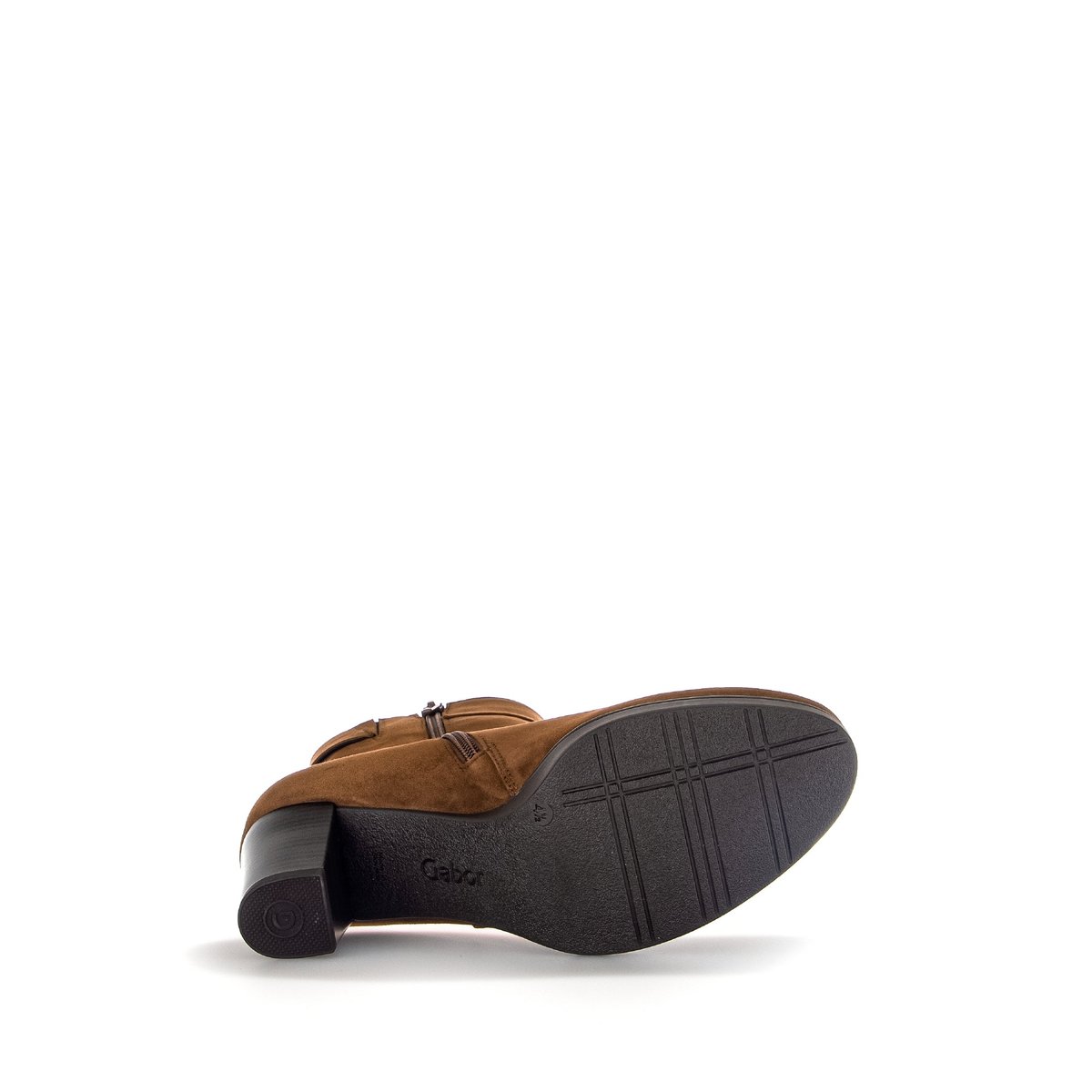 Bottines en velours à talon décroché block cognac velours, GABOR