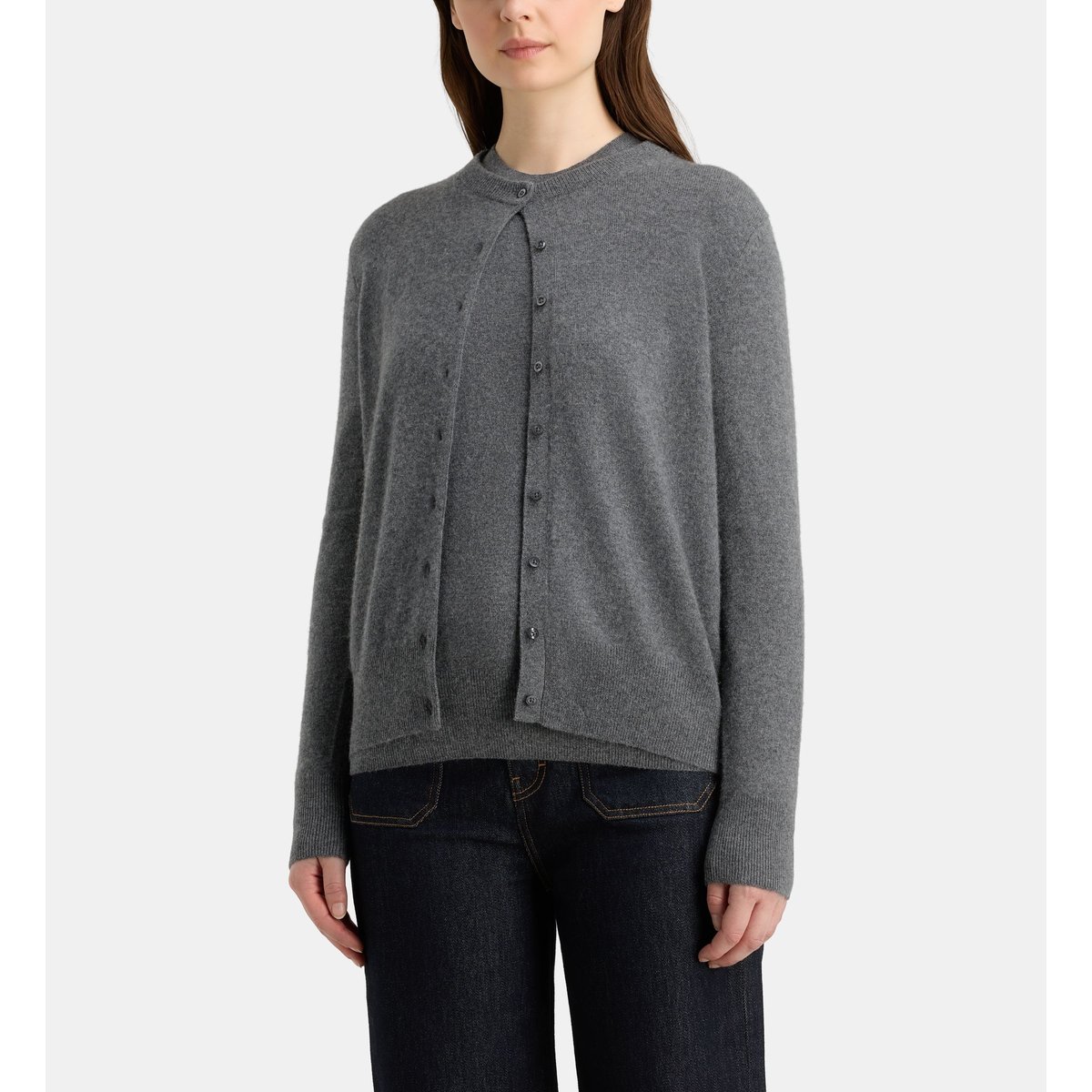 Cardigan droit zacao en cachemire gris foncé, GALERIES LAFAYETTE