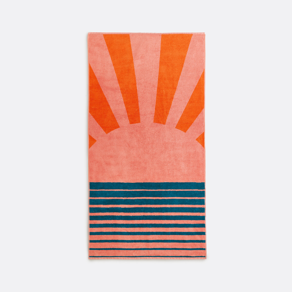 Serviette de plage, en éponge velours 420 g, LISTRADO bleu/orange/rose, LA REDOUTE INTERIEURS