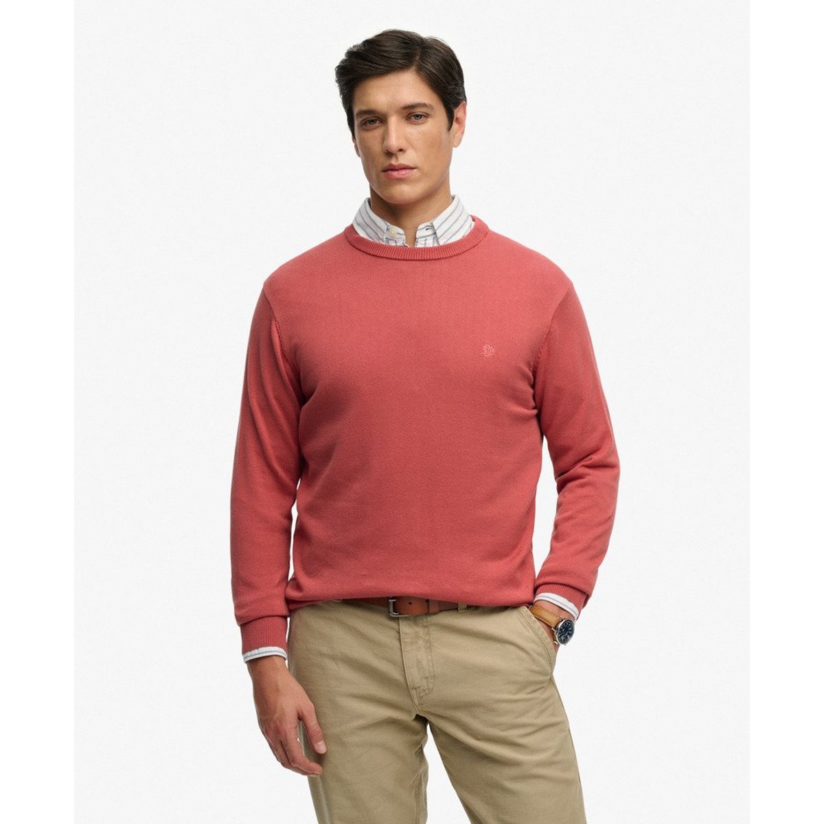 Pull en coton Essentials rose bonbon, SUPERDRY