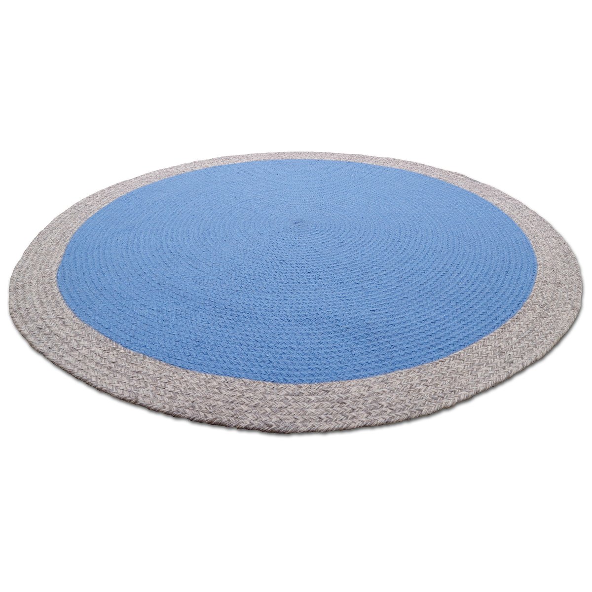 Tapis laine rond NOLAN bleu / lin, NATTIOT