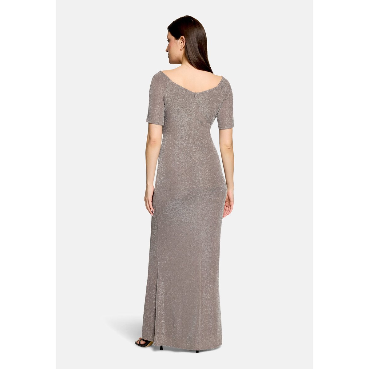Robe de soirée au look scintillant taupe/silver, VERA MONT