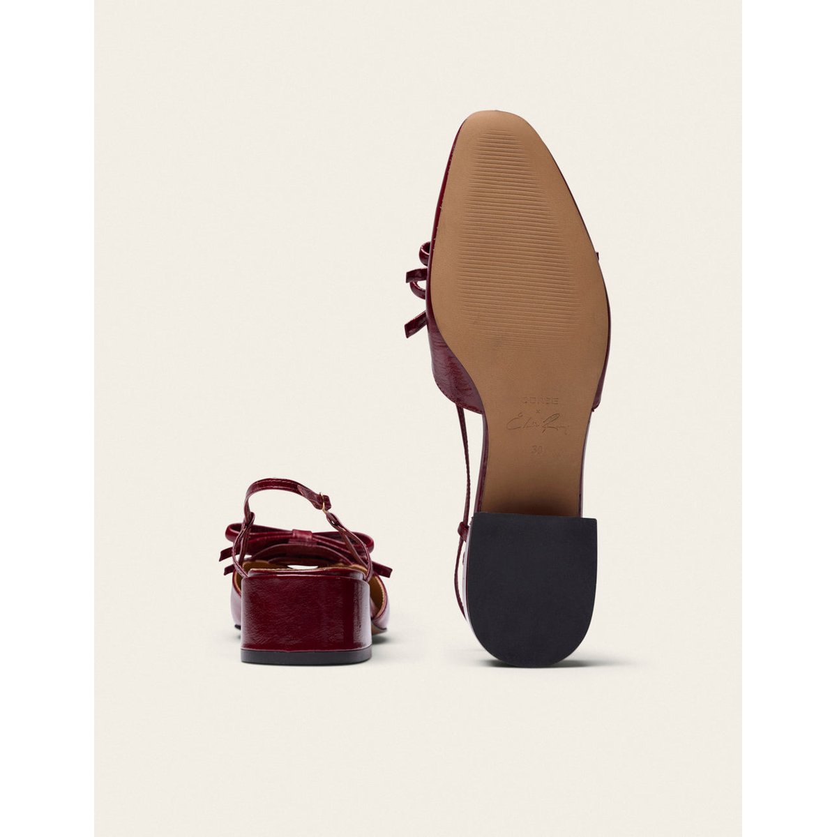 Escarpins IREN cuir plissé bordeaux, ODAJE