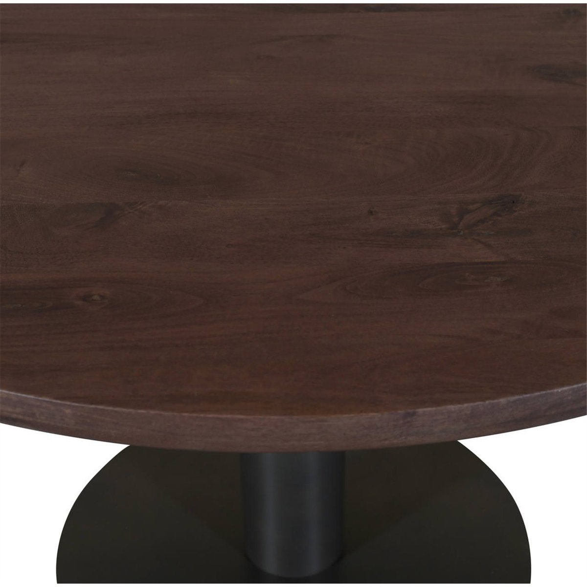 Table à manger ronde en manguier et fer marron épicé, RECOLLECTION