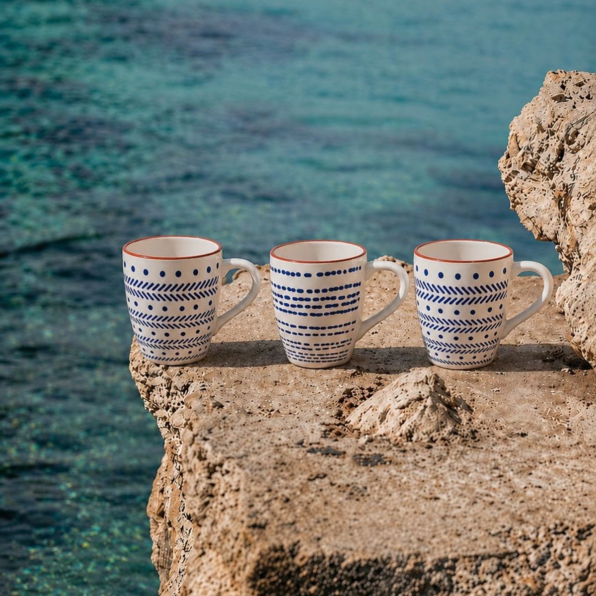 Lot de 6 mugs, SANTORIN bleu, ARTIME