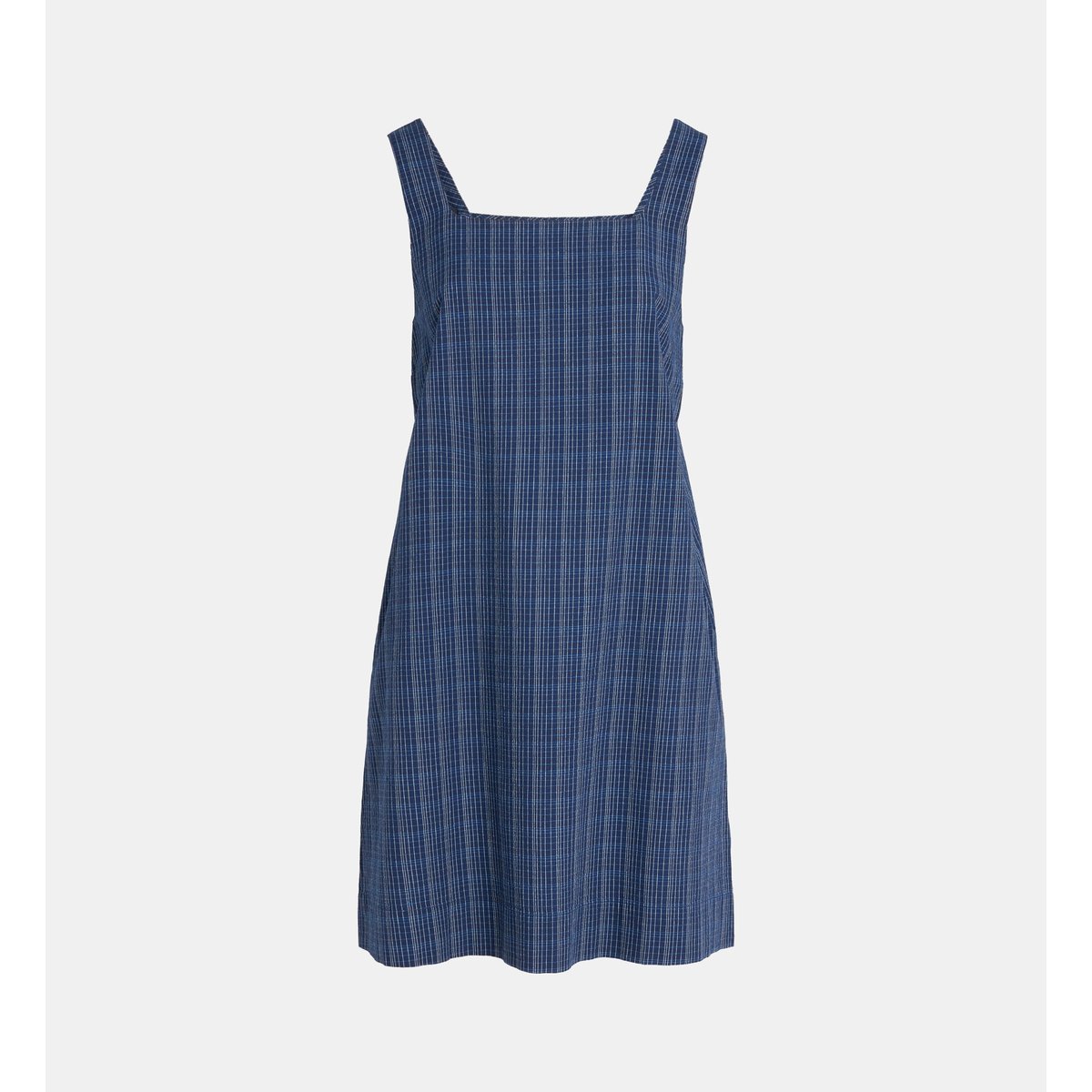 Robe droite courte eugenie azul à carreaux en coton bio bleu, GALERIES LAFAYETTE