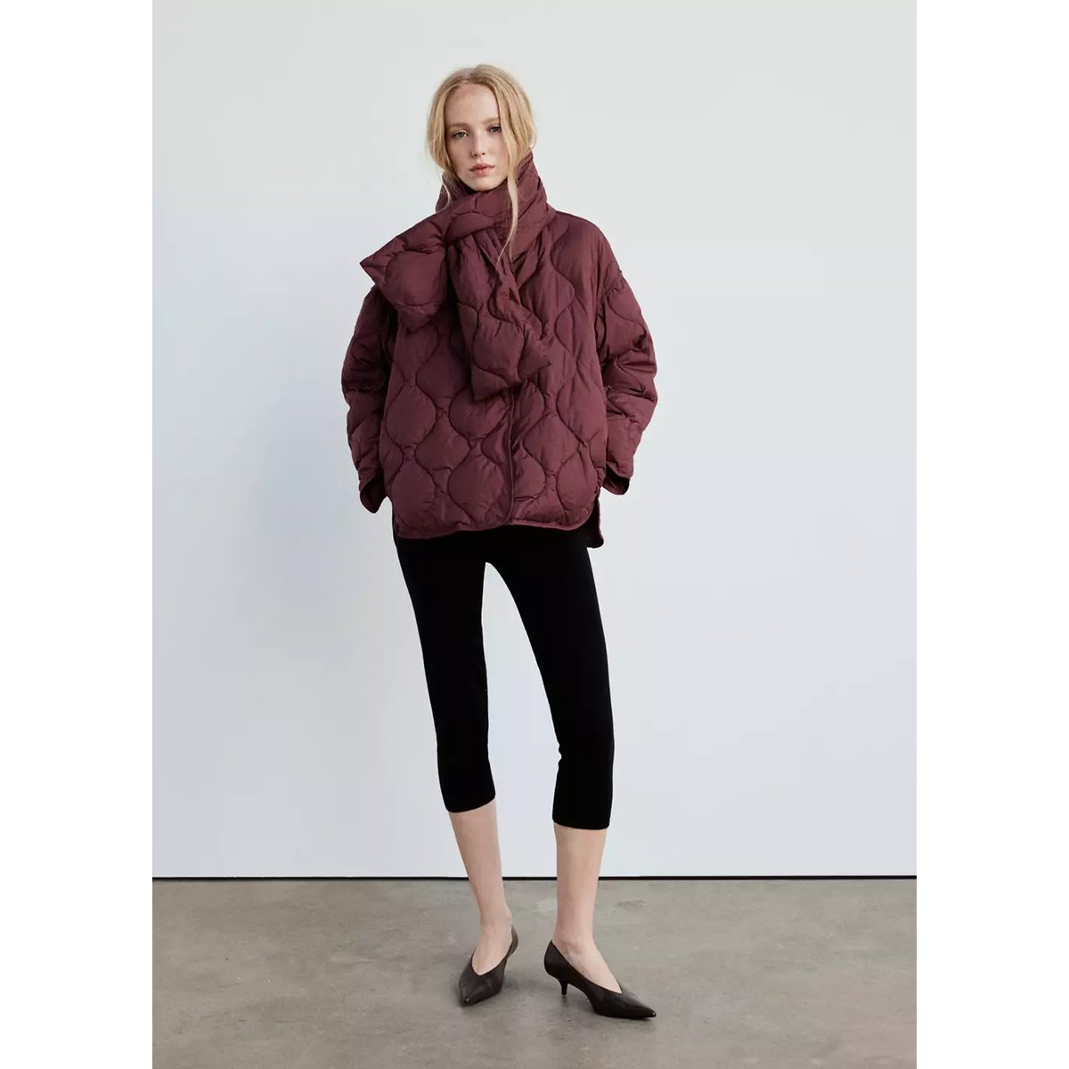 Anorak matelassé avec cache-cou amovible grenat, MANGO