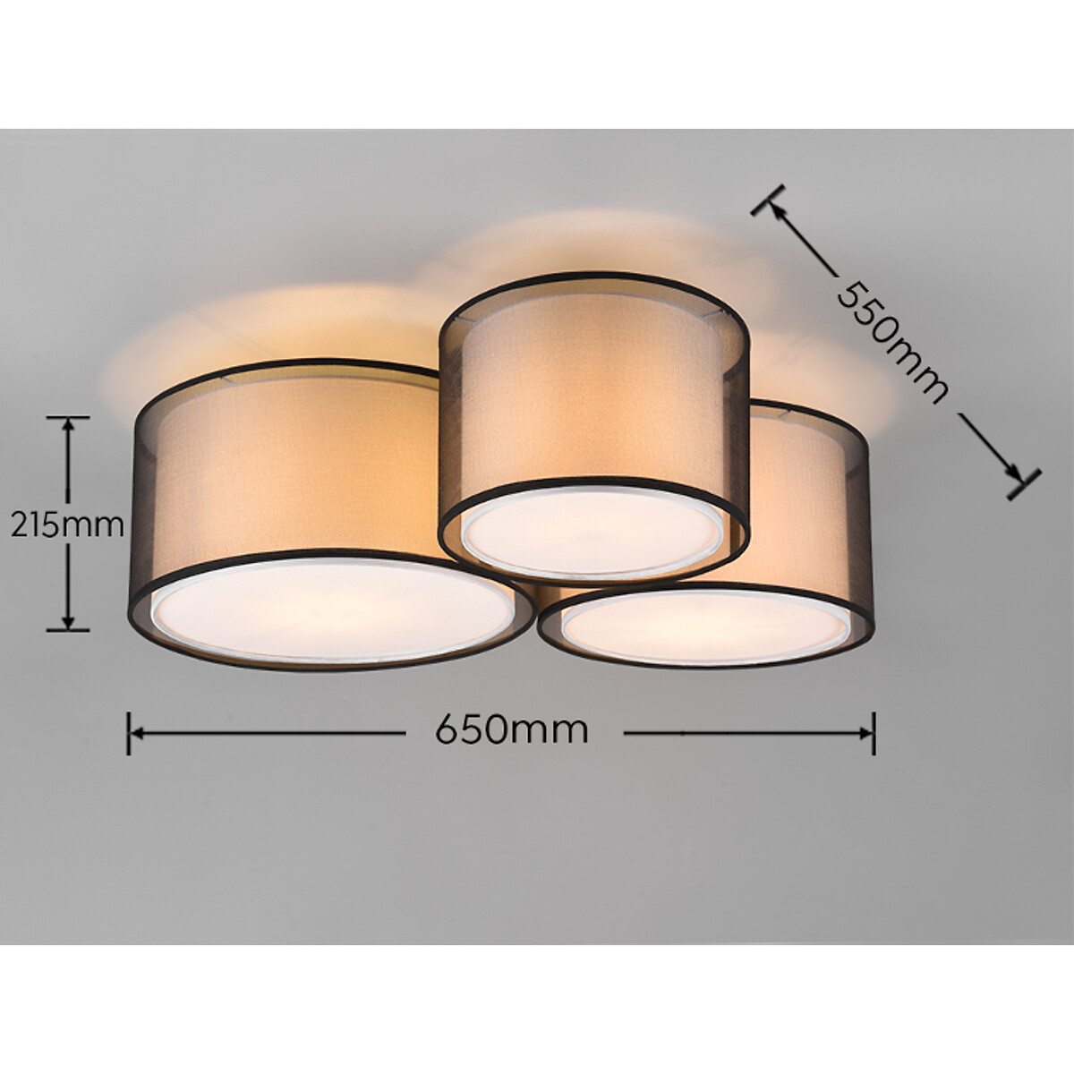 Candeeiro de teto Burton, TRIO Lighting preto/branco, TRIO LIGHTING