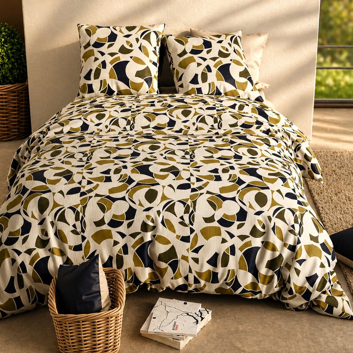 Paure coton imprimée couette et 2 taies, KLEE multicolore, ATELIER DU COTON
