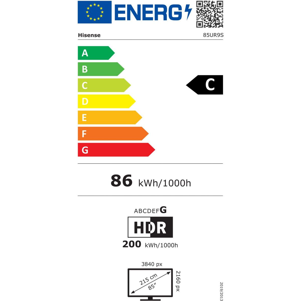 TV RGB 85UR9S (2026) 85" (215 cm) couleur unique, HISENSE