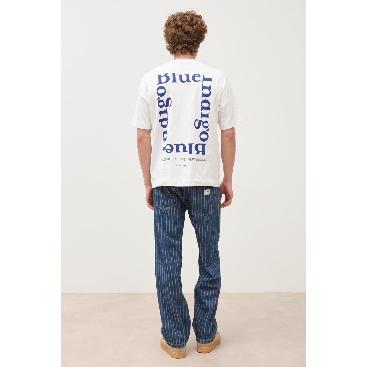 T-shirt ample col rond manches courtes ecru, BONOBO