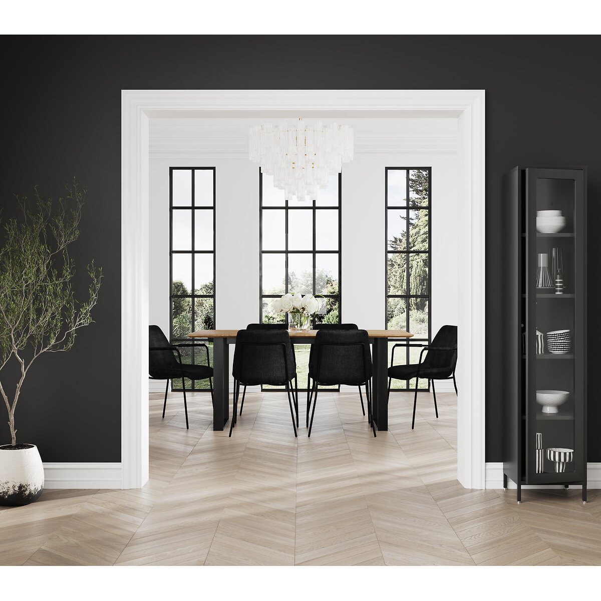 Camilla Textured Velvet Dining Armchairs (Set of 2) black, ÉDITÉ