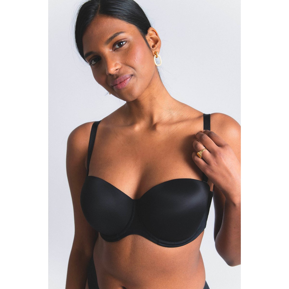Soutien-gorge bandeau en microfibre et tulle NUFIT noir, MAISON LEJABY