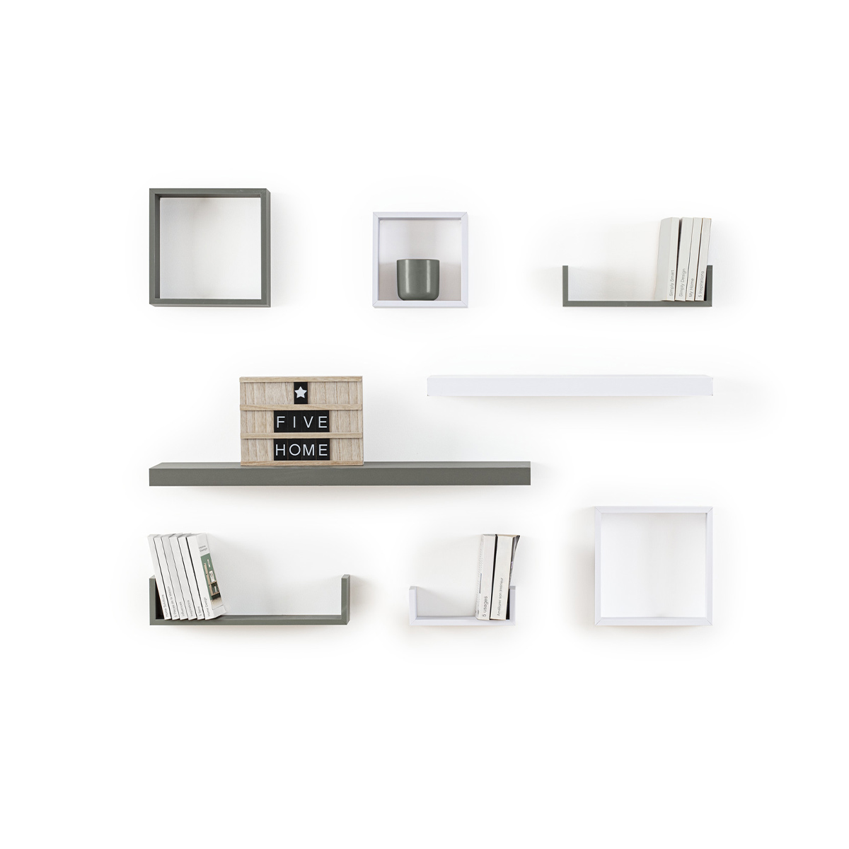 Lot de 3 étagères murales cubes design graphique FIXY blanc, 5FIVE SIMPLY SMART