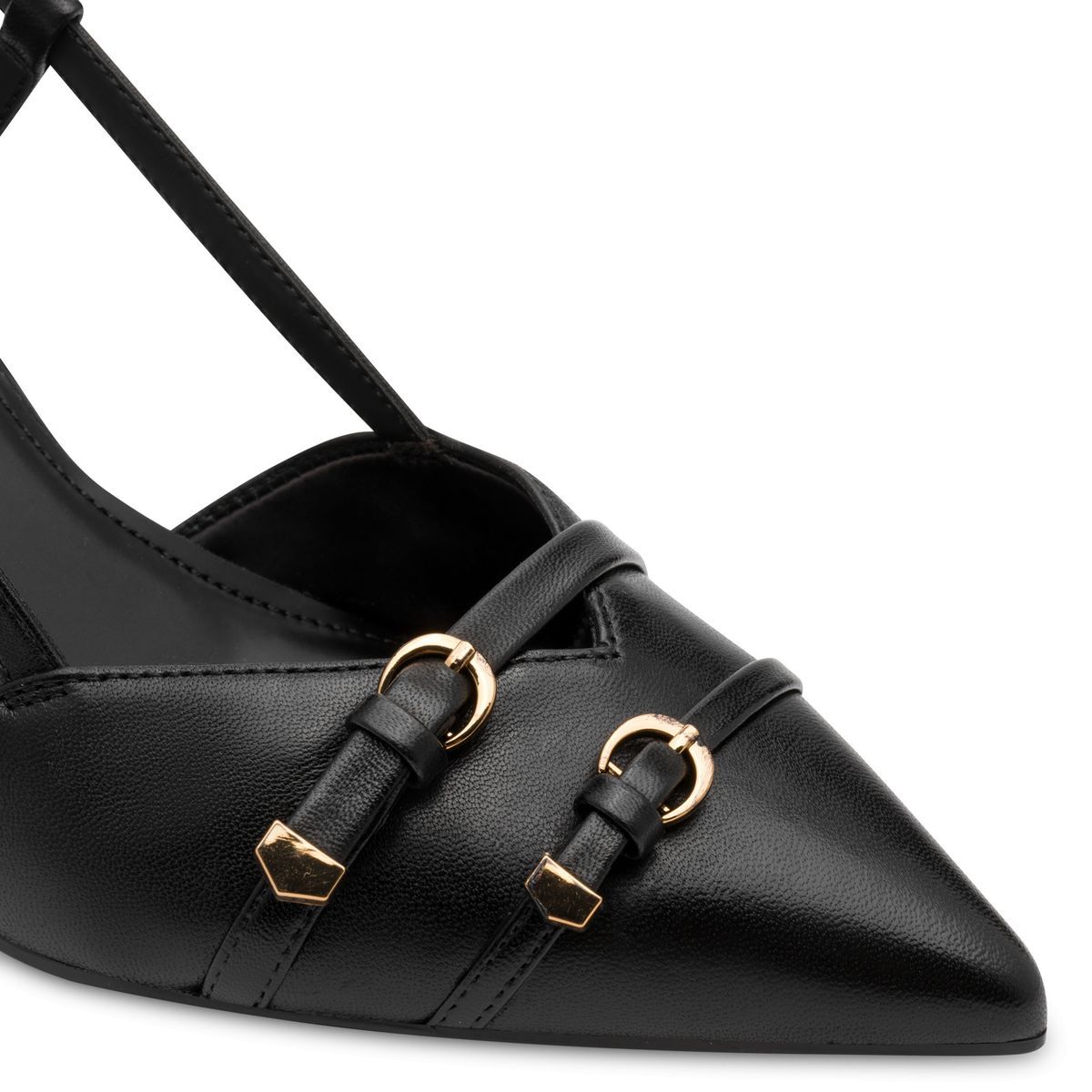 escarpin en boucle noir cuir, TAMARIS