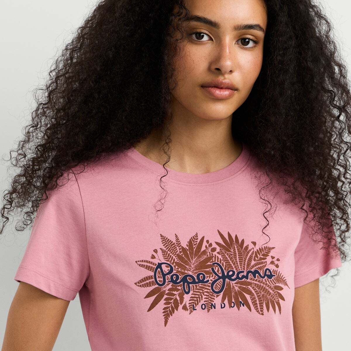 T-Shirt Avec Logo Imprimé Floral rose poudre rose, PEPE JEANS
