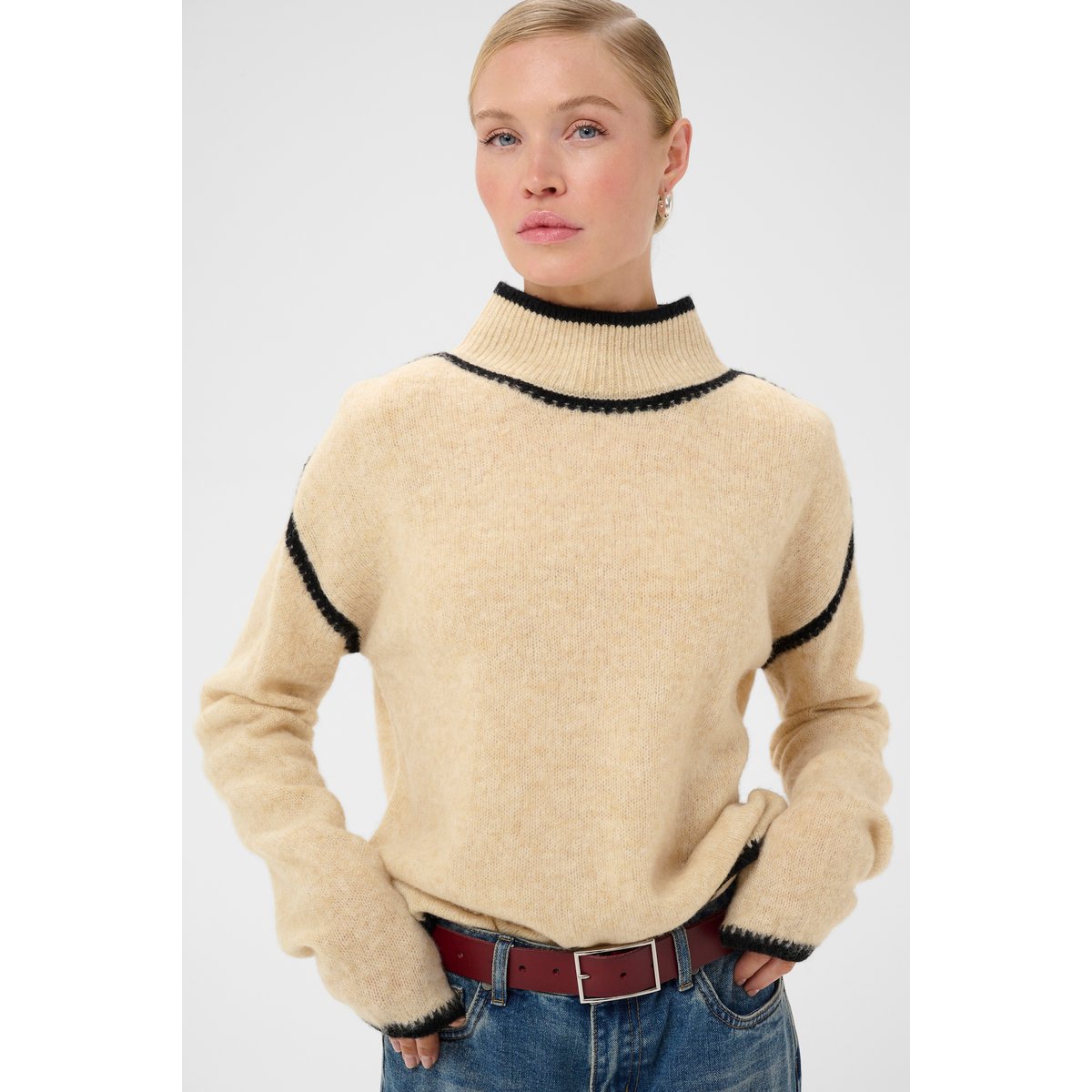 Pullover tricoté beige whitecap melange, CULTURE