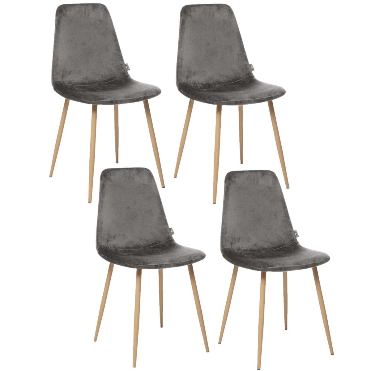 Lot de 4 chaises scandinaves à pied métal effet bois ROKA gris, TOILINUX