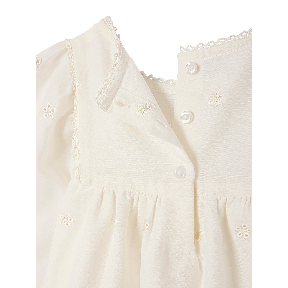 Blouse en broderie anglaise bébé écru, VERTBAUDET