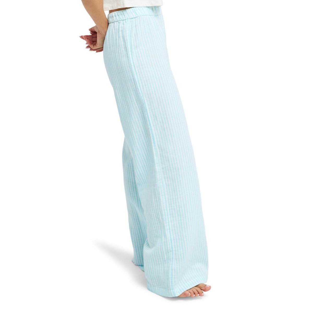 Pantalon taille élastique SUN SPELL. blanc coconut milk regular stripe, ROXY