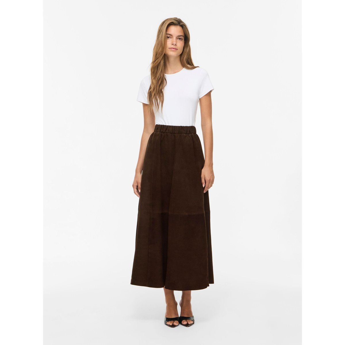 Jupe Mi-Longue marron - coffee bean1, VILA