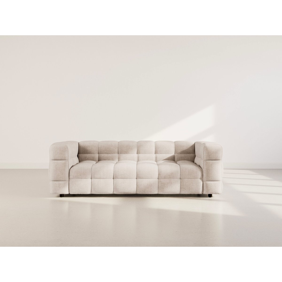 Canapé droit 3 places en velours texturé, AUGUSTIN beige, BEST MOBILIER