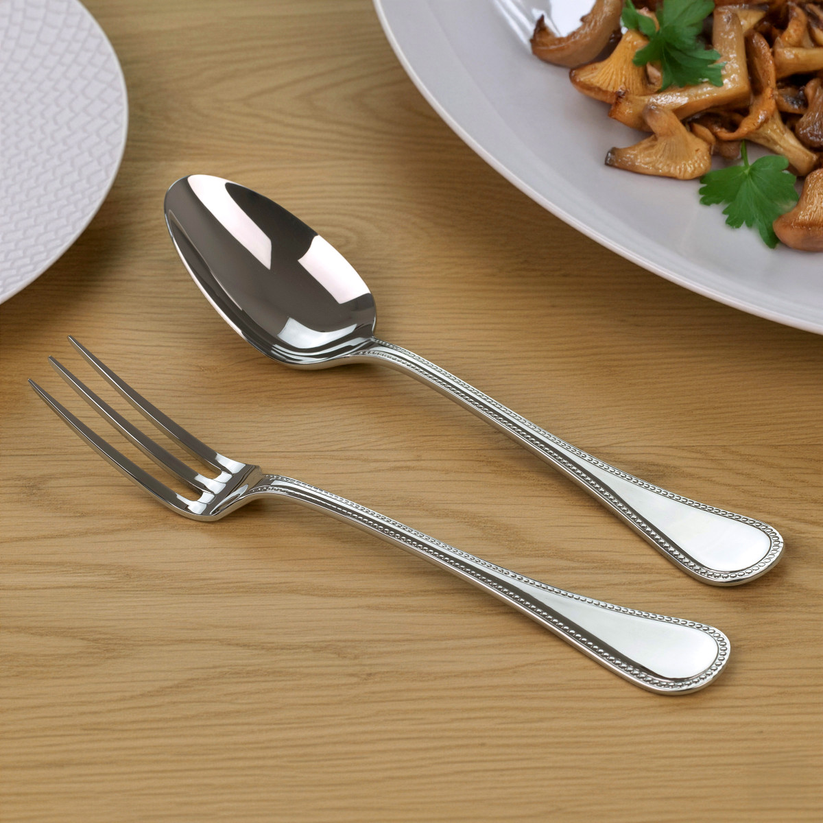 Fourchette et cuillère de service - LE PERLE inox, COUZON