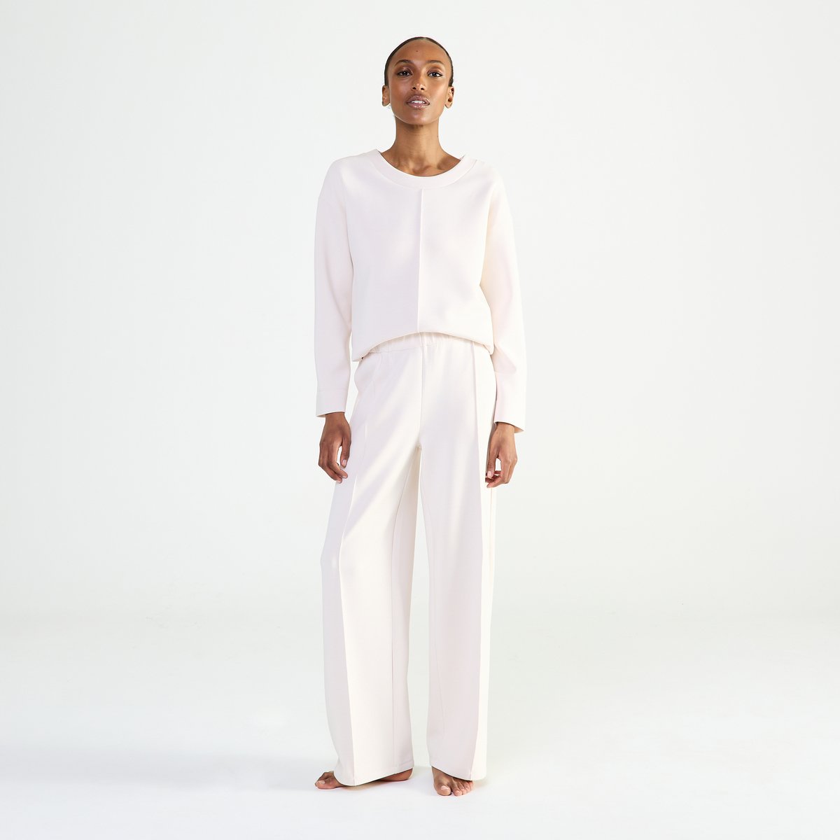 Pantalon en polyester SÉRÉNITÉ crème, LAURENCE TAVERNIER