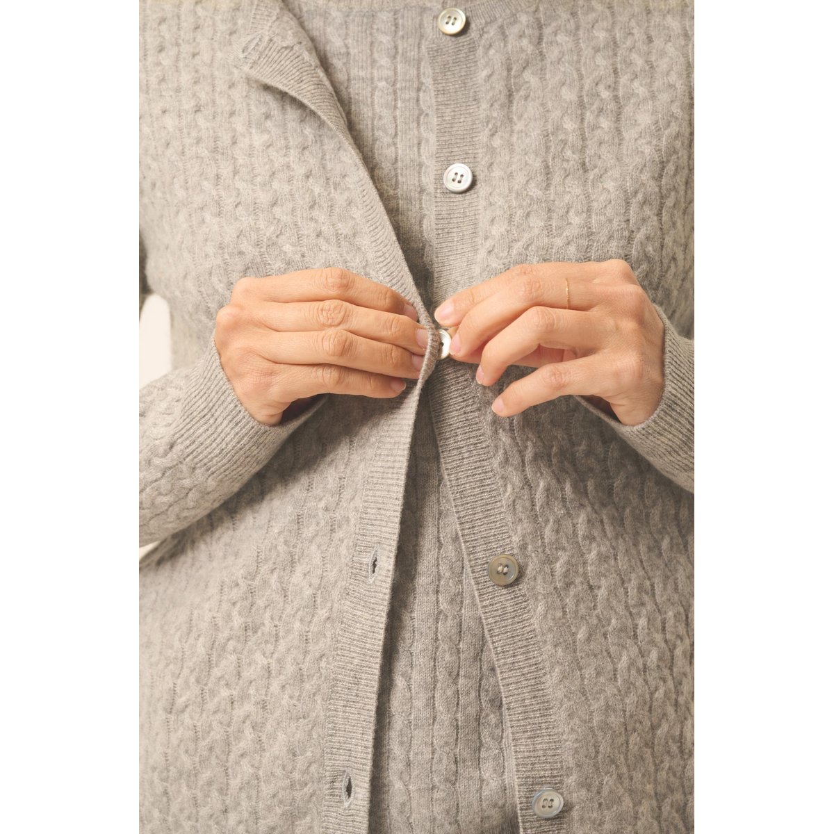 Cardigan Col Rond Nuage Chiné Laura gris clair chiné, JUST CASHMERE