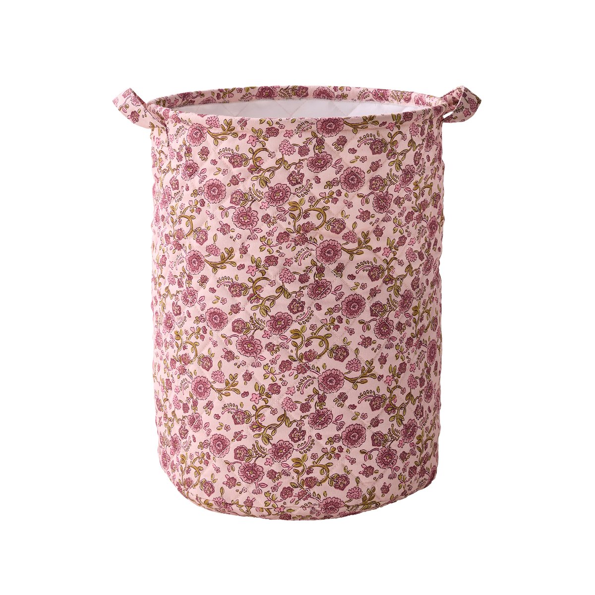 Panier matelassé imprimé fleurs rose, VERTBAUDET