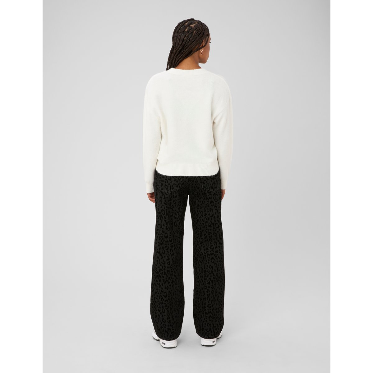 Pantalon imprimé coupe droite noir, BZB
